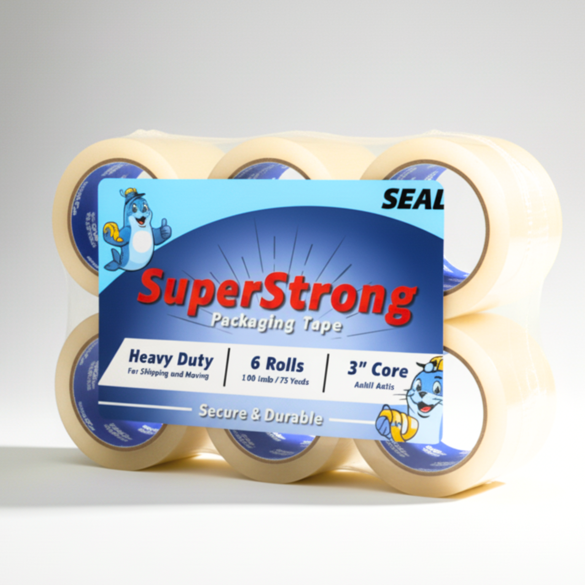 Pack of SIx (3 Inch Heavy Duty Packing Tape)